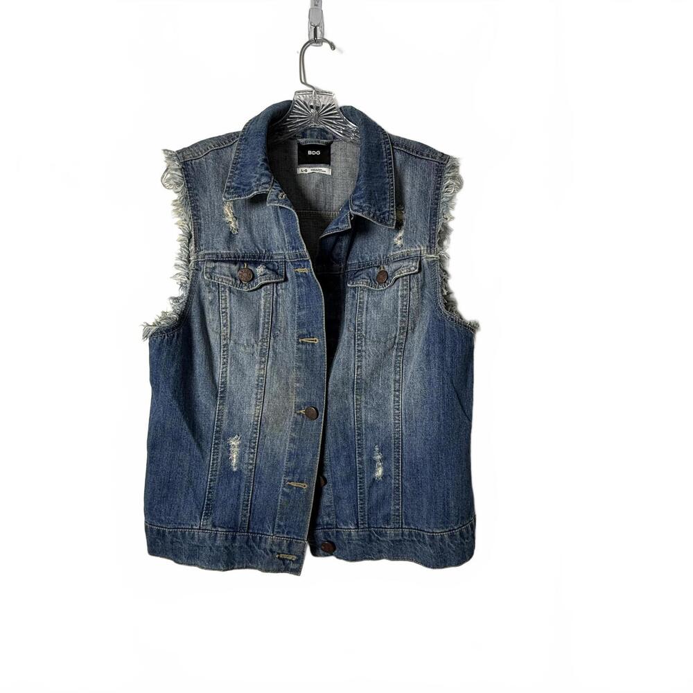 Urban Outfitters BDG Sleeveless Denim Distressed Button Front Vest. Wms SZ Large